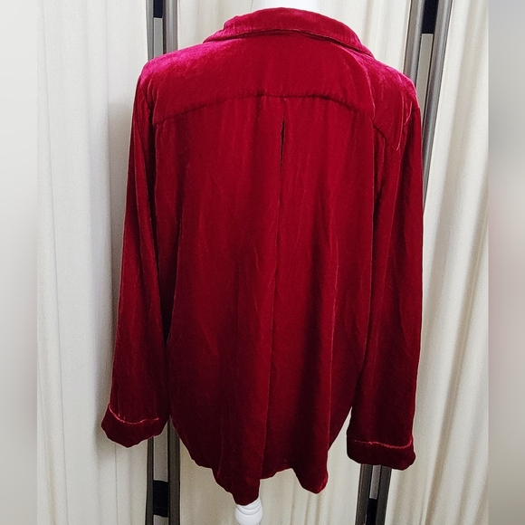 Sundance Rich Red Silk Velvet Blouse | Size XL - Picture 2 of 4